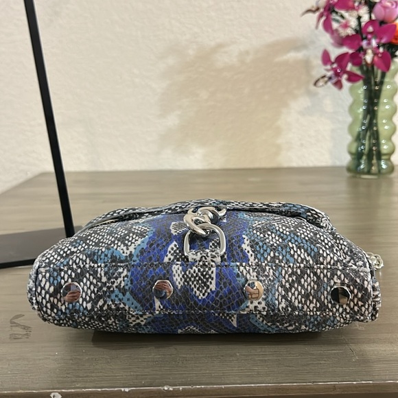 Rebecca Minkoff Blue and Black Crossbody Bag with Snakeskin Print - Picture 8 of 10